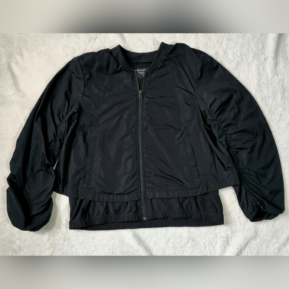 Black athleta jacket with ribbed detailing